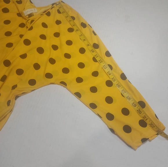 LOVE NATION Yellow and Black Pokodot Longsleeve Blouse Size 3X - Picture 9 of 12